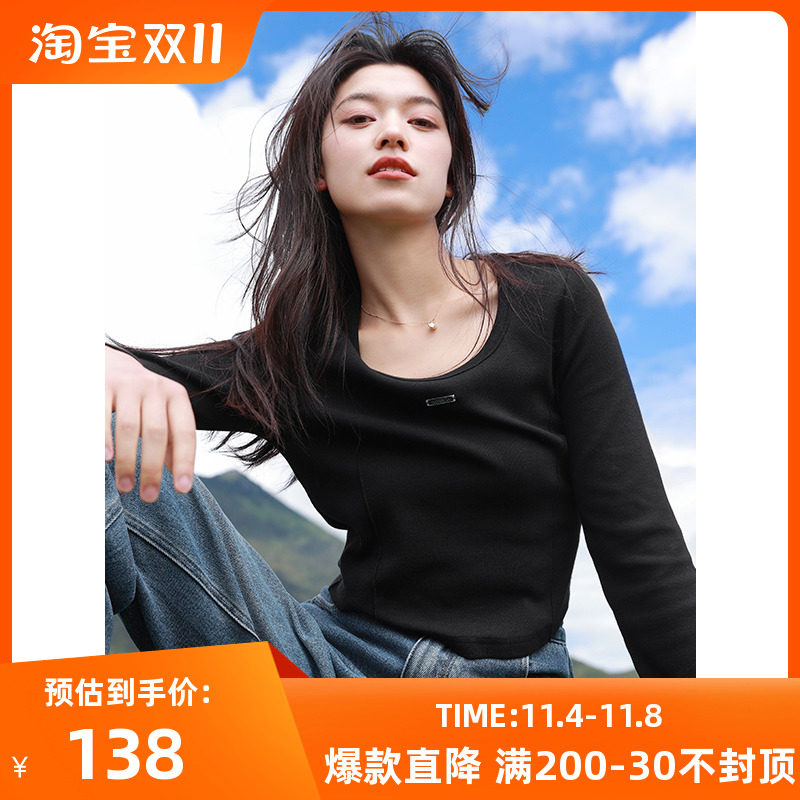 三彩大码女装2023秋季新款纯色坑条T恤鱼骨线弧形下摆修身胖MM怎么看?