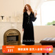 三彩2025冬季 收腰连衣裙假两件A字裙长裙M V领丝绒裙长袖 新款 法式