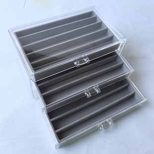 多层多格项链手链抽屉式透明绒布首饰盒发簪手表多用多功能展示盒