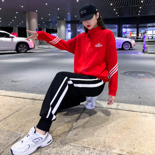 广场舞服装 套装 2023秋季 曳步舞宽松晨练运动服纯棉集体比赛服 新款