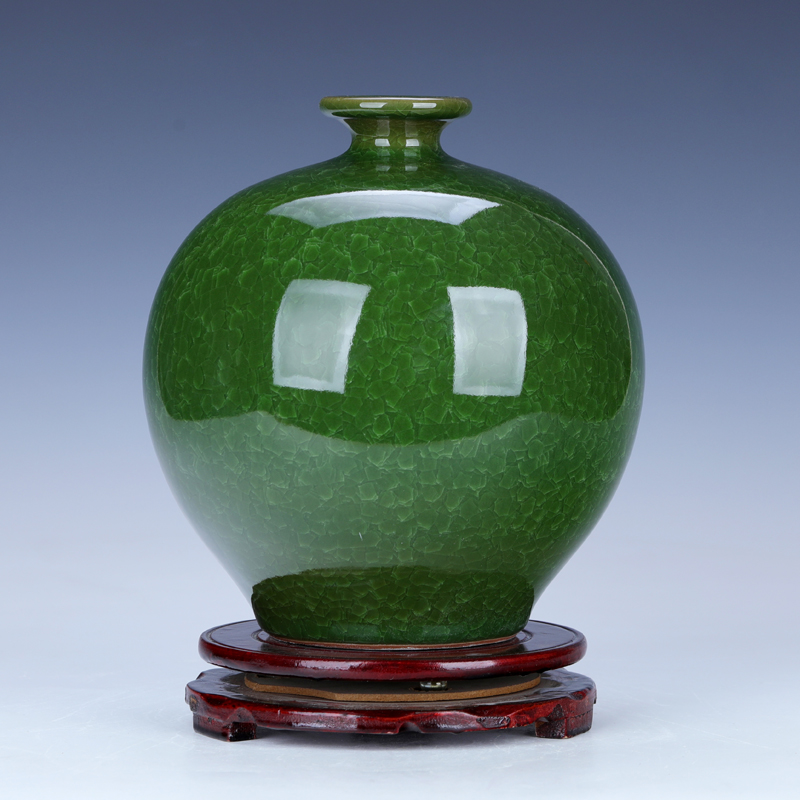 小口圆肚绿色花瓶瓷器橱窗插花
