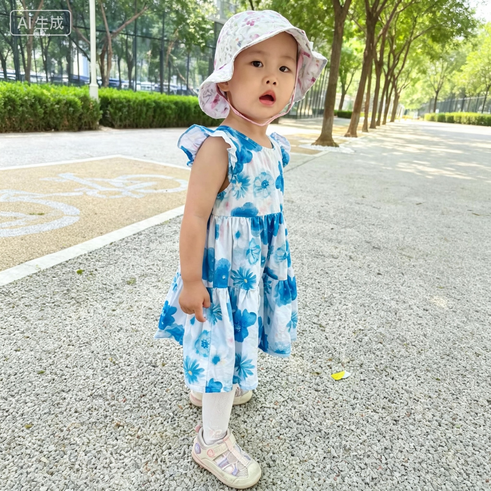 邦选童装儿童连衣裙夏季薄款小清新女童A字裙透气宽松小童棉布裙