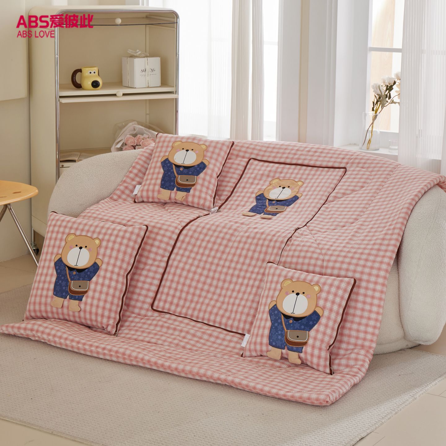 ABS全棉高档抱枕被家用卧室沙发抱枕被保暖车用抱枕被可机洗加厚