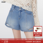 曼诺比菲春秋高腰牛仔短裤 商场同款 女显瘦a字热裤