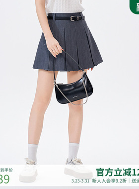 曼诺比菲商场同款夏季经典高腰a型压褶半身裙短款MGHQ124070
