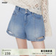 女显瘦a字热裤 曼诺比菲春秋高腰牛仔短裤 商场同款