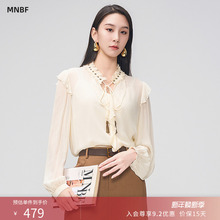 曼诺比菲商场同款2025秋季波西米亚风长袖梭织衫两件套EGGS131005