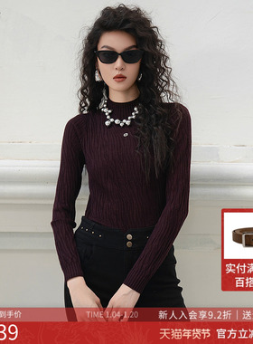 曼诺比菲商场同款2025冬季简约修身套头毛衣衫内搭打底MGCM141012