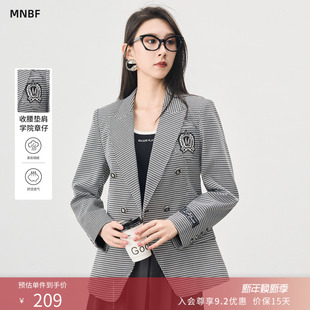 千鸟格西装 英伦修身 曼诺比菲秋季 外套职场 商场同款