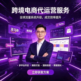 跨境电商代营运亚马逊托管虾皮运营temu整店装修TK代开网店铺