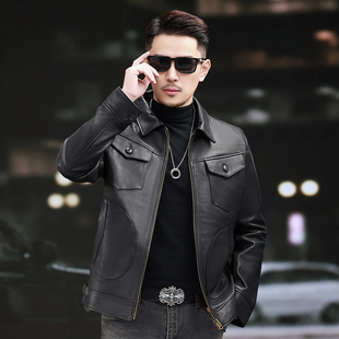 经典全植鞣进口新西兰头层绵羊皮男装真皮皮衣门多萨农场美式复古