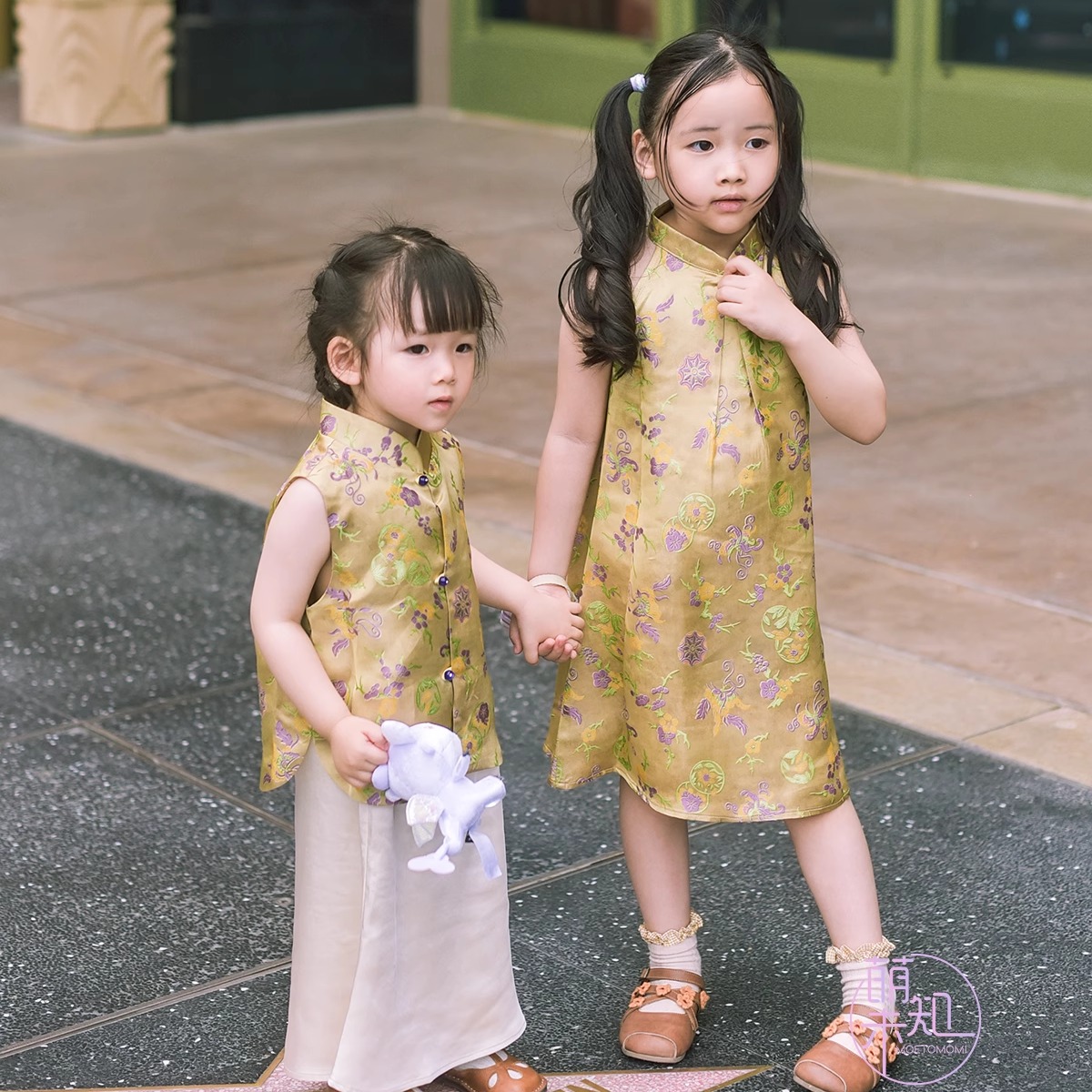 夏季儿童兄妹装香云纱旗袍唐装
