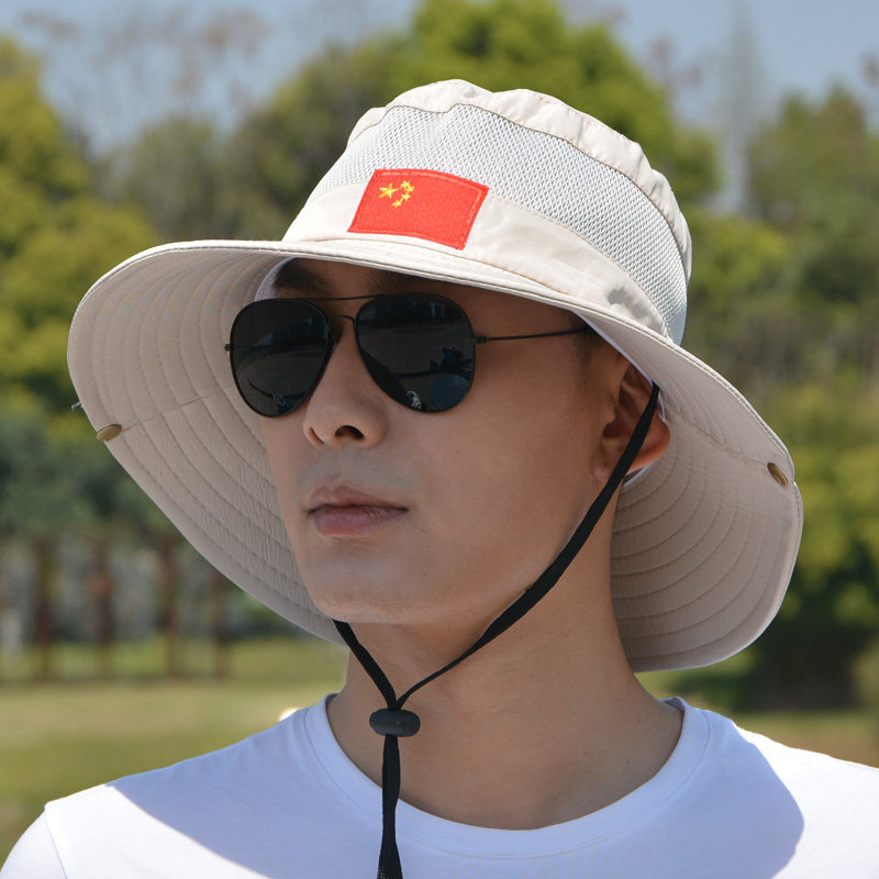太阳帽男士帽子盆帽夏防晒大沿户外遮阳凉帽钓鱼奔尼帽潮防紫外线