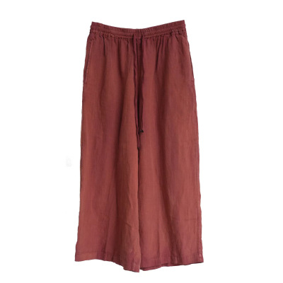 沉香布衣草堂2025夏新亚麻休闲裤多色KT2415-1阔腿几见J25u04050