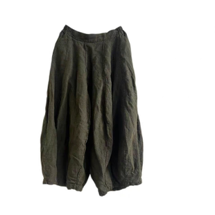 沉香布衣草堂 织厚松紧腰 休闲裤 复古拼接色织亚麻 灯笼裤