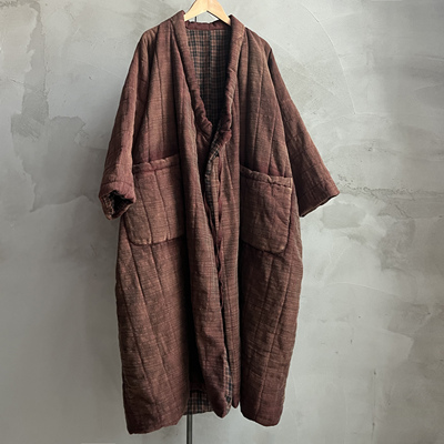 沉香布衣草堂 系带棉服 原创开衫2025秋做旧红外套无折昔玙