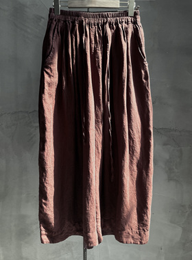 沉香布衣草堂自制 汉麻长裤色织亚麻阔腿裤三色休闲裤C25u07121