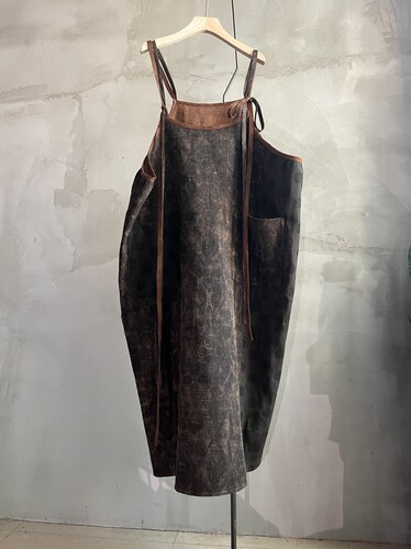 沉香布衣草堂香云纱吊带裙拼接斑驳柞蚕丝自制长背心