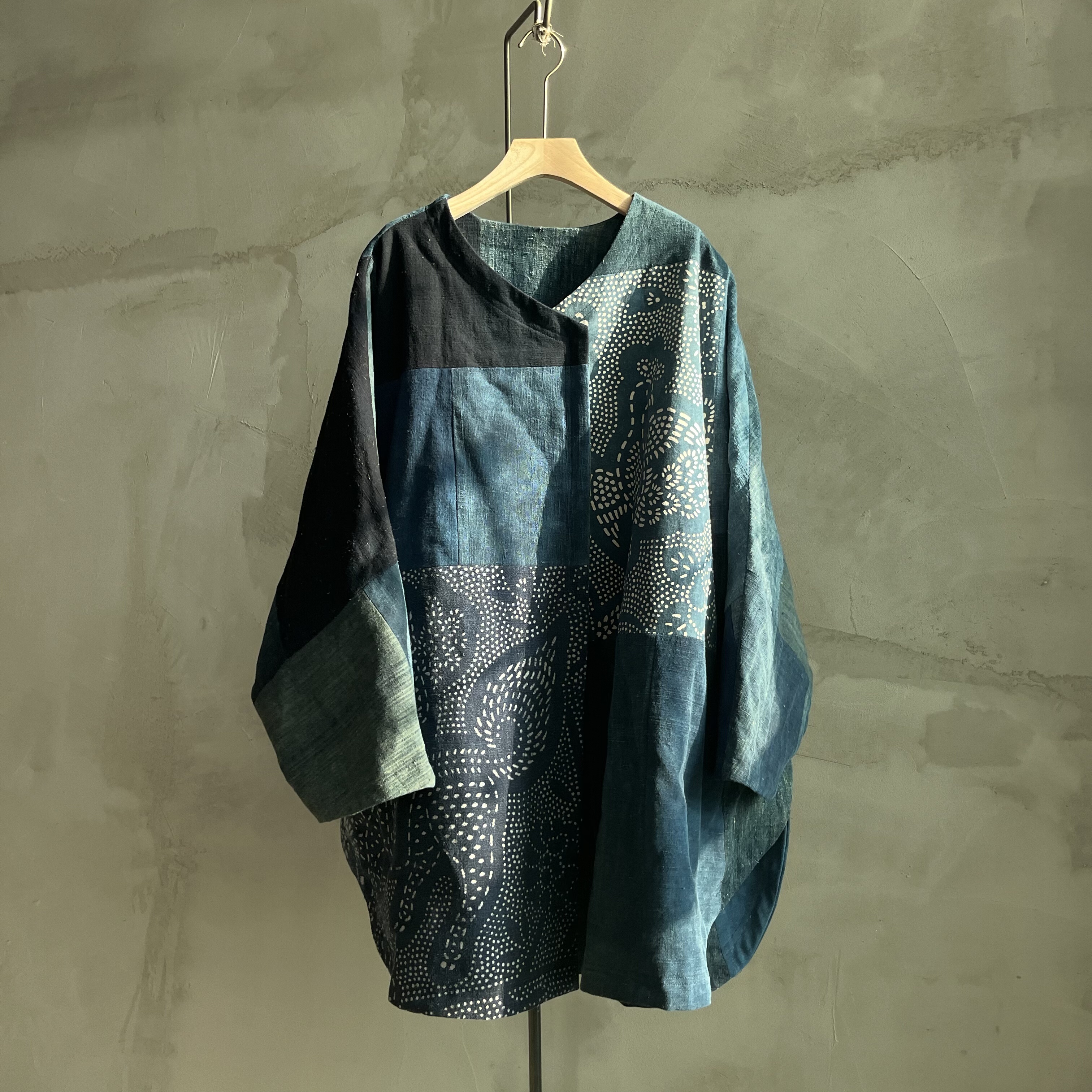 沉香布衣草堂 一粒扣老布蓝染开衫 中长衣外套随拼 现C25w11275