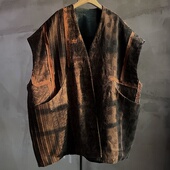 沉香布衣草堂 香云纱拼接大马甲里衬蓝染随拼双层超宽松