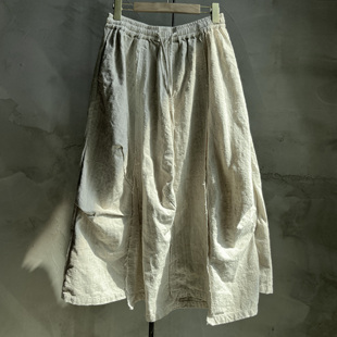 沉香布衣草堂老布拼接不规则拼接长半裙2025秋古古麦G25u07122