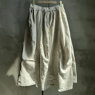 沉香布衣草堂老布拼接不规则拼接长半裙2025秋古古麦G25u07122