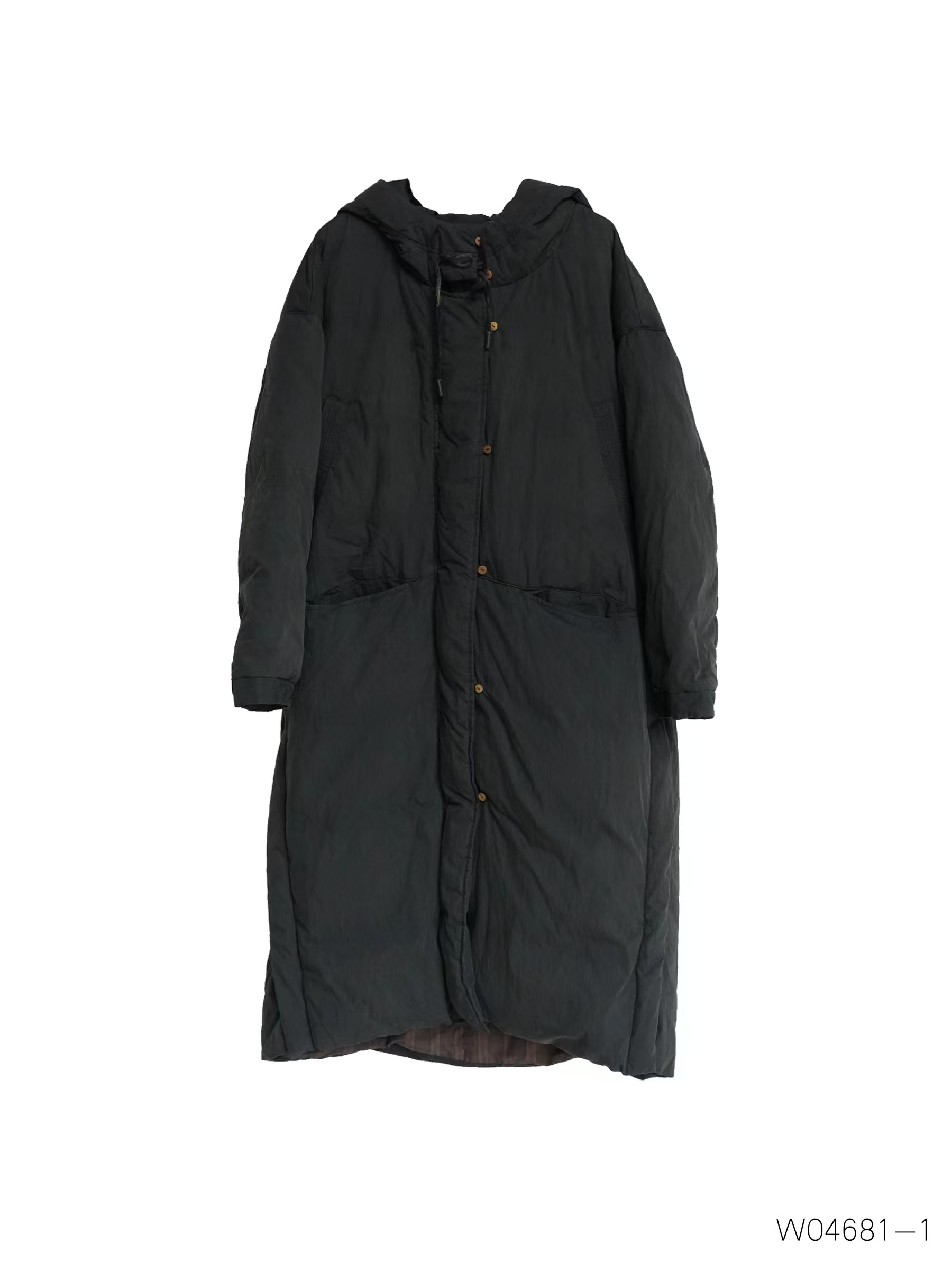 复古休闲长款连帽做旧羽绒服