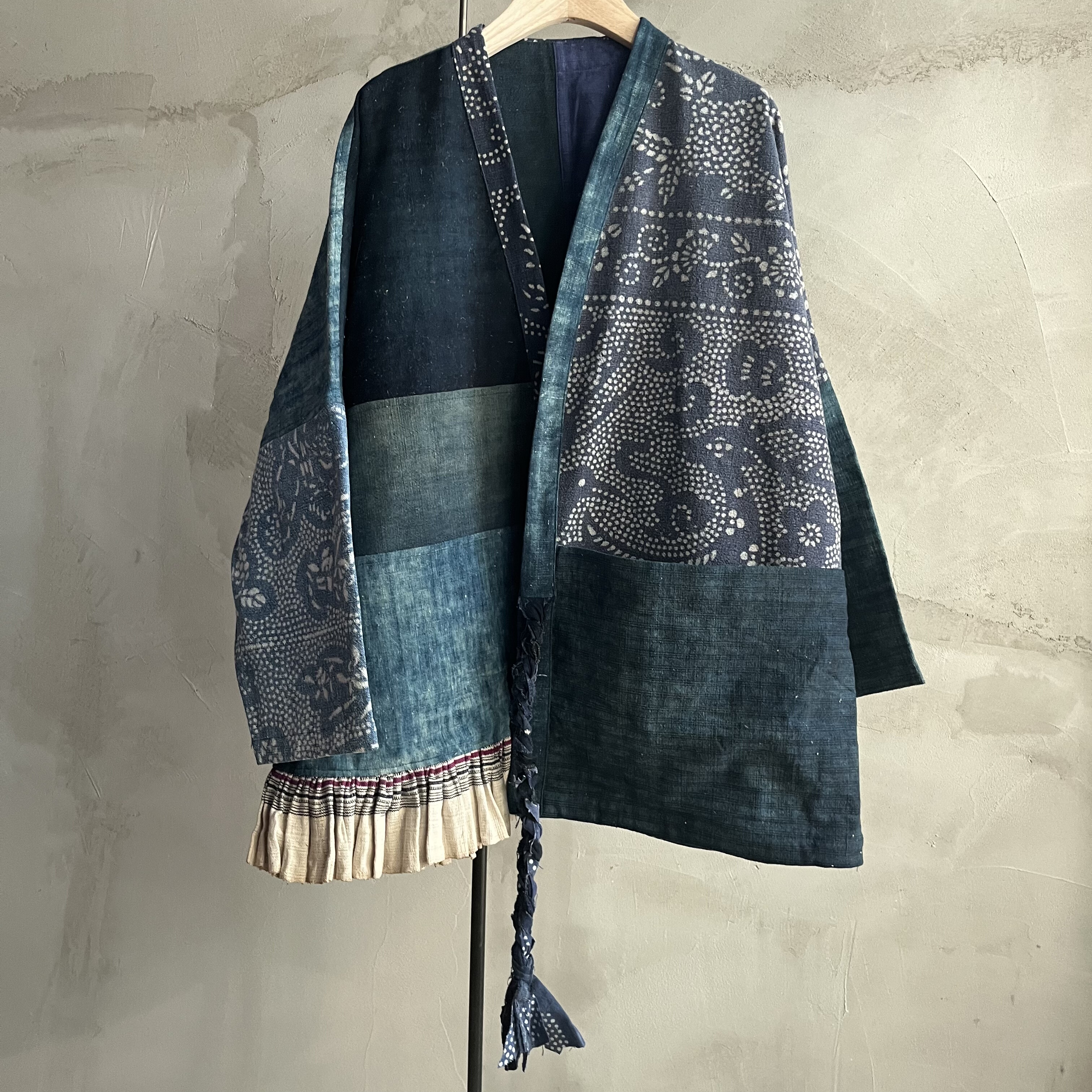 沉香布衣草堂 拼接外套中长衣老布蓝染拼接上衣自制单层C25w11268