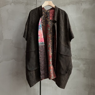 沉香布衣草堂 自制 长马甲 柞蚕丝香云纱马夹 C25u09185