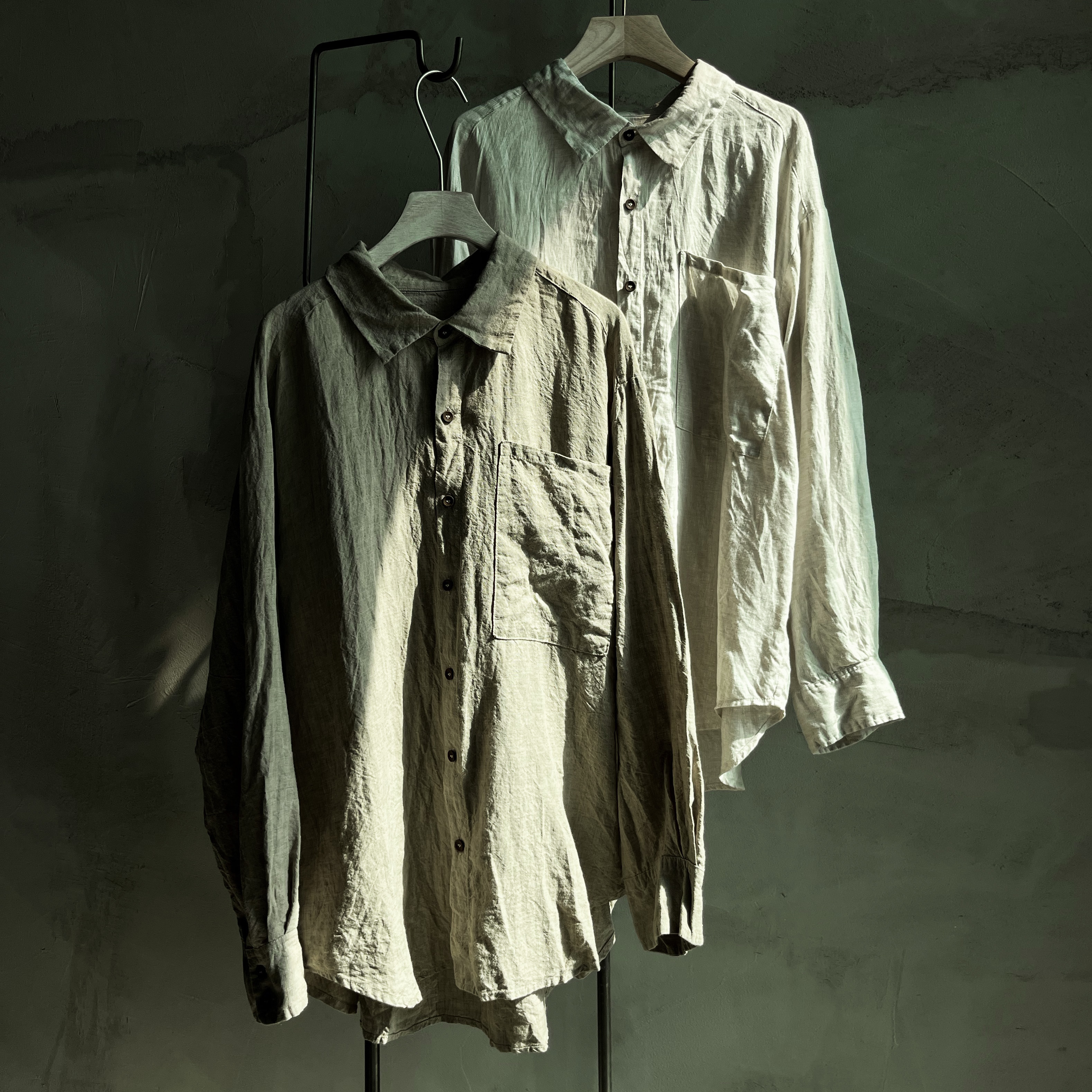 沉香布衣草堂忆古朴拙多色色织亚麻衬衫无折P25u08278