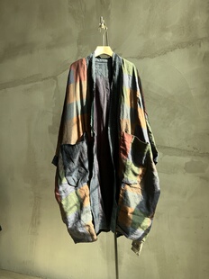 沉香布衣草堂忆古朴拙印花外套长衣双层手工线风衣P25u09178