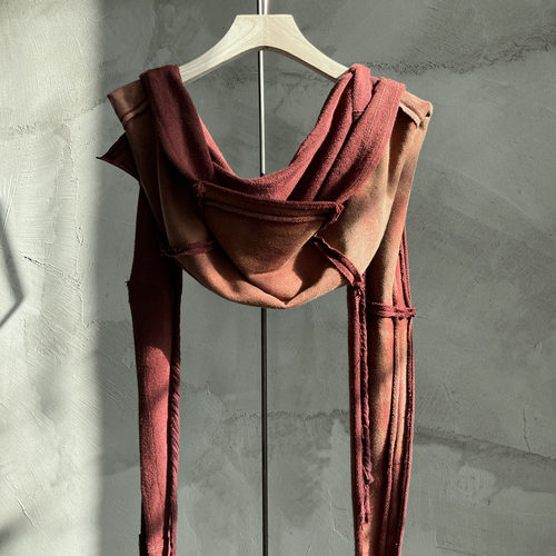 沉香布衣草堂 做旧 围巾披肩 2025秋圈棉拼接小围巾复古C25a09192