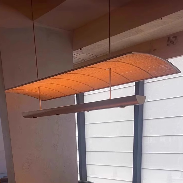 餐厅吊灯吧台日式设计师侘寂风茶室餐桌麻绳装饰一字办公室长条灯