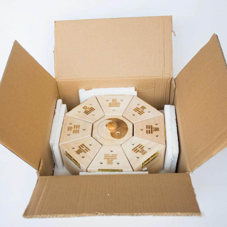 八卦艾灸盒橡木腰腹灸具太极隔姜梅花灸肚脐艾绒灸器养生馆专用清