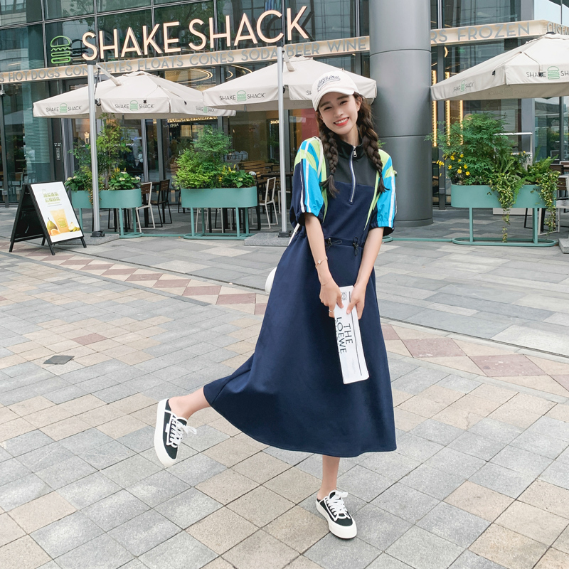 连衣裙女夏季2025新款设计小众感撞色针织拼接182-8385-P120K178，女装连衣裙，帛香坊