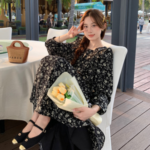 BXF8363-2023新款百搭显瘦温柔风碎花宽松显瘦连衣裙女P105K158图片