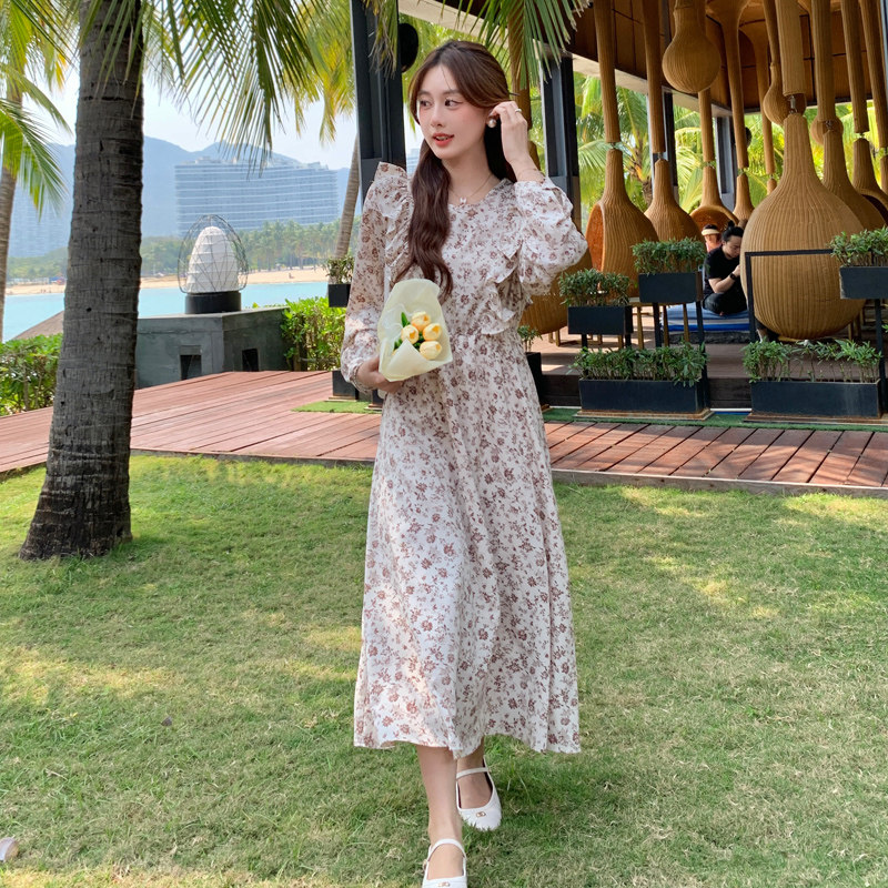 BXF8363-2023新款百搭显瘦温柔风碎花宽松显瘦连衣裙女P105K158图片