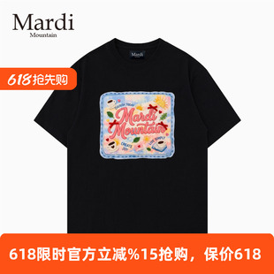 官方授权 Mardi Mountain韩国正品2026春夏款黑白纯棉短袖女t恤