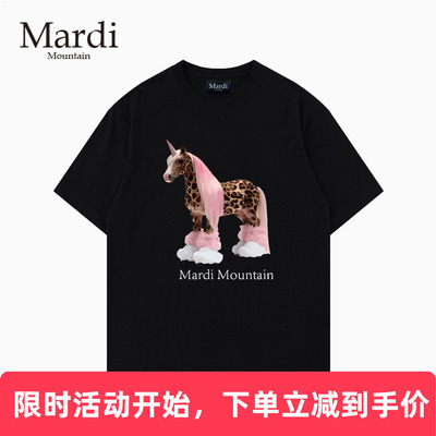 官方授权 Mardi Mountain韩国正品2026宽松型T恤男女短袖马年限定