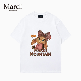 2026春夏款 官方授权 Mardi Mountain韩国正品 女t恤 黑白纯棉短袖