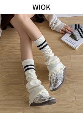 WIOK洛丽塔袜套女堆堆袜中筒白色小腿y2k学院风纯色2025新款腿套
