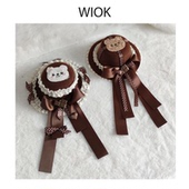 WIOK 原创手作lolita巧克力色可爱小熊礼帽提拉米苏洛丽塔发饰