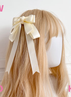 【WIOK】Lolita原创手作白色蝴蝶结洛丽塔发夹双马尾甜美头饰边夹