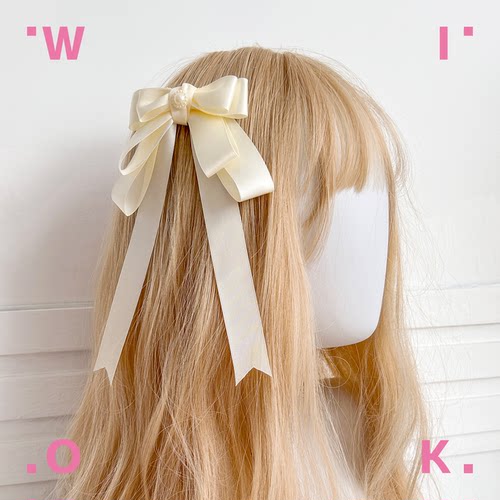【WIOK】Lolita原创手作白色蝴蝶结洛丽塔发夹双马尾甜美头饰边夹