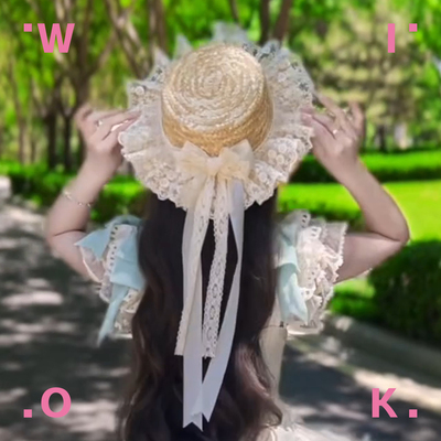 原创lolita手作织带蝴蝶结草帽