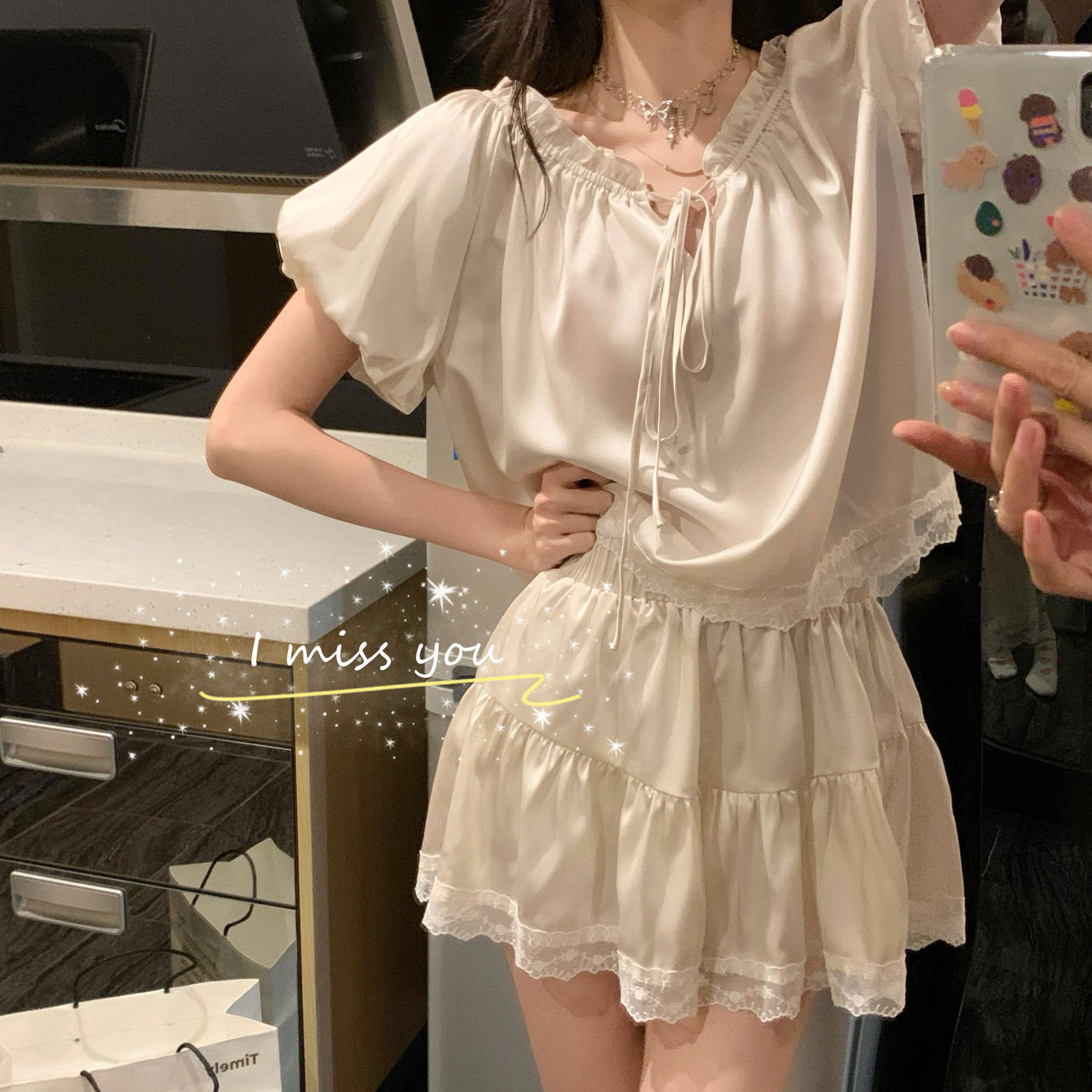 冰丝睡衣女夏季薄款甜美公主短袖裤网红ins风丝绸家居服两件套装