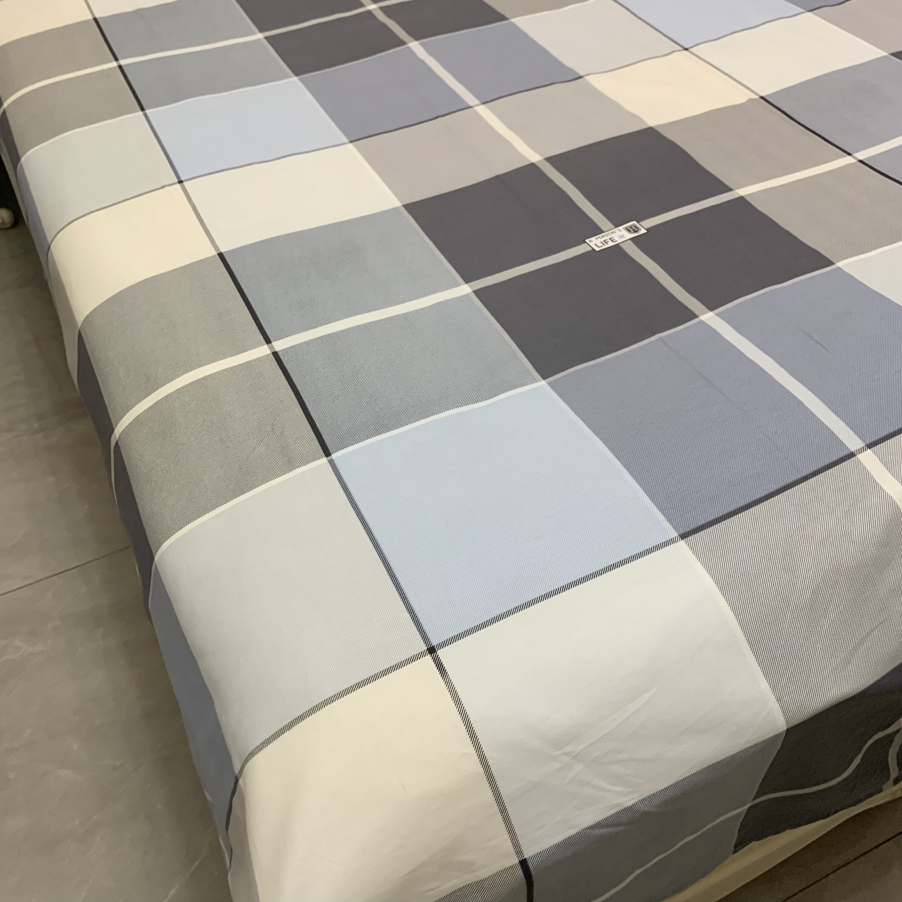 浅色格纯棉布料男生宿舍四件套1.8床单被套枕套床笠定制做加工