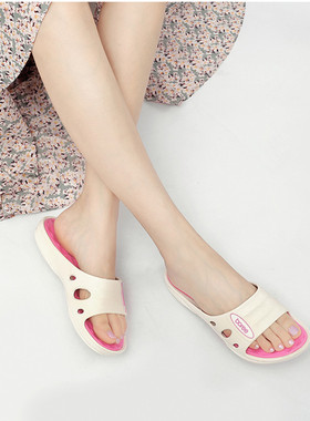 宝人新居家浴室女拖鞋厚底防滑室内凉拖鞋北欧清新防滑洗澡半拖鞋