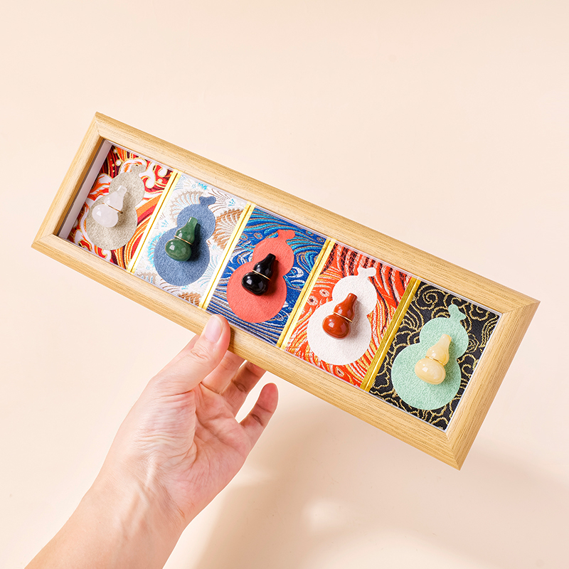 五福临门天然水晶葫芦福禄摆件