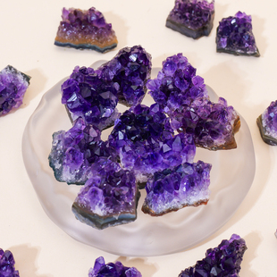 天然乌拉圭紫水晶簇原石摆件矿石标本家居扩香石招财手串消磁净化